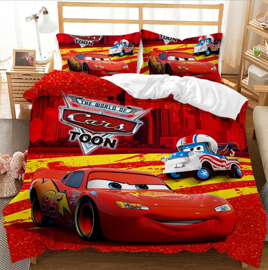 Personalized 3d Cars Duvet Cover Set For Kids Cartoon Lightning Bedding Set Bedding Set For Kids